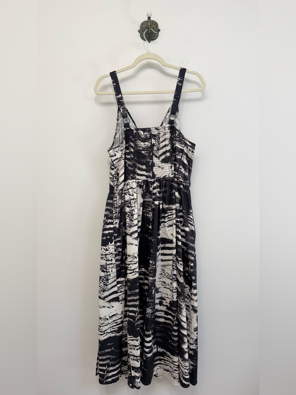 Universal Standard Bellport Sateen Crossover Midi Dress Black Cream 18/20 Medium - Picture 7 of 11